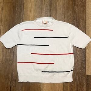 VTG Country Sophisticates Pendleton Short Sleeve Sweater M Stripe Boho Cottage